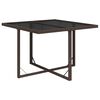 vidaXL Table de jardin Marron 109x107x74 cm R&eacute;sine tress&eacute;e et verre