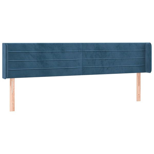 vidaXL Tête de lit avec oreilles Bleu foncé 163x16x78/88 cm Velours