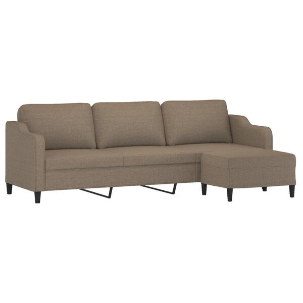 vidaXL Canap&eacute; &agrave; 3 places avec repose-pieds Taupe 210 cm Tissu