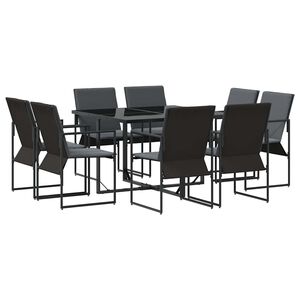 vidaXL Ensemble de salle &agrave; manger pour jardin 9 pc Noir Acier