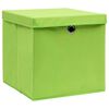 vidaXL Boîtes de rangement avec couvercles 10pcs Vert 32x32x32cm Tissu