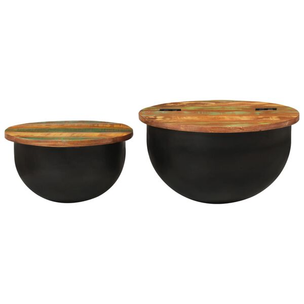 vidaXL Ensemble de tables basses 2 pcs noir bois récupération massif
