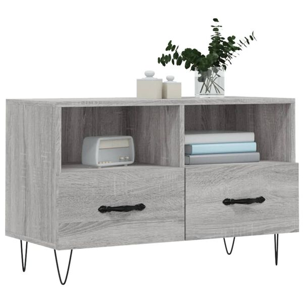 vidaXL Meuble TV Sonoma gris 80x36x50 cm Bois d'ing&eacute;nierie