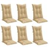 vidaXL Coussins de chaise &agrave; dossier haut lot de 6 beige m&eacute;lang&eacute; tissu
