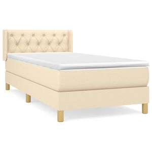 vidaXL Sommier &agrave; lattes de lit avec matelas Cr&egrave;me 80x200 cm Tissu
