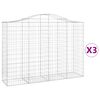 vidaXL Paniers &agrave; gabions arqu&eacute;s 3 pcs 200x50x140/160 cm Fer galvanis&eacute;