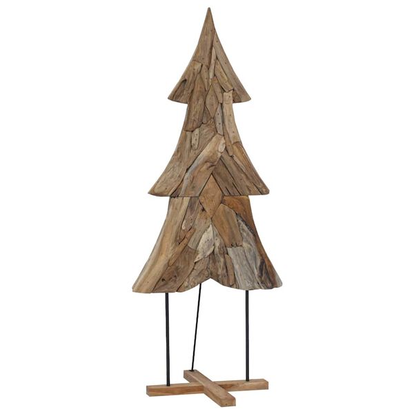 vidaXL Sapin de Noël avec support Marron 180 cm Bois de teck solide