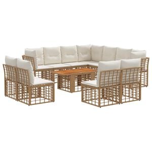 vidaXL Ensemble de canap&eacute; de jardin 12 pc Blanc Naturel et Cr&egrave;me