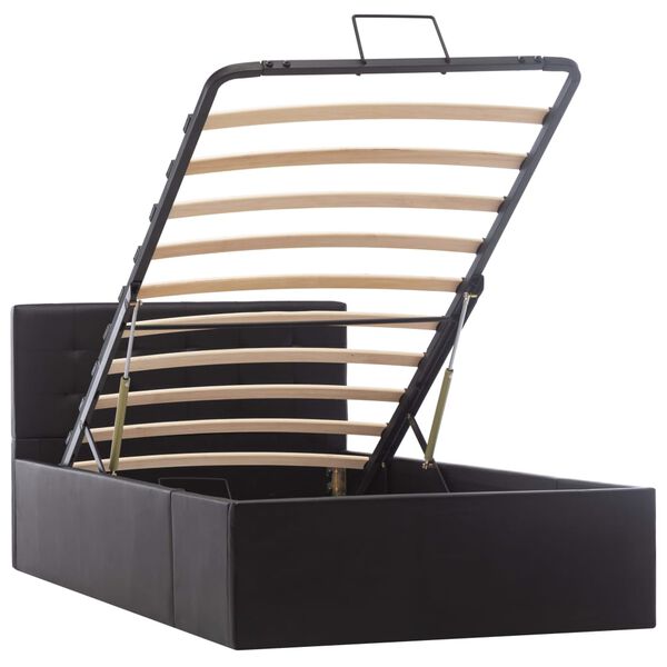 vidaXL Cadre de lit à rangement hydraulique Noir Similicuir 100x200 cm