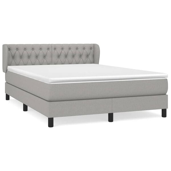 vidaXL Sommier &agrave; lattes de lit avec matelas Gris clair 140x200cm Tissu