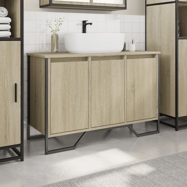 vidaXL Armoire lavabo de salle de bain chêne sonoma 91x35x60 cm
