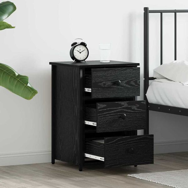 vidaXL Cabinet de chevet avec tiroir 2 pcs Ch&ecirc;ne noir 40 x 36 x 60 cm