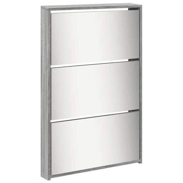 vidaXL Armoire &agrave; chaussures miroir 5 niveaux sonoma gris 63x17x169,5cm