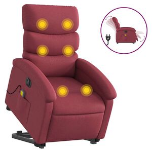 vidaXL Fauteuil inclinable de massage &eacute;lectrique Rouge bordeaux Tissu