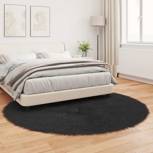 vidaXL Tapis en fausse Tafalla Noir &Oslash; 160 cm Polyester