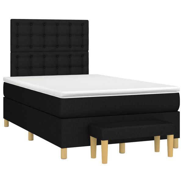 vidaXL Sommier &agrave; lattes de lit avec matelas Noir 120x200 cm Tissu