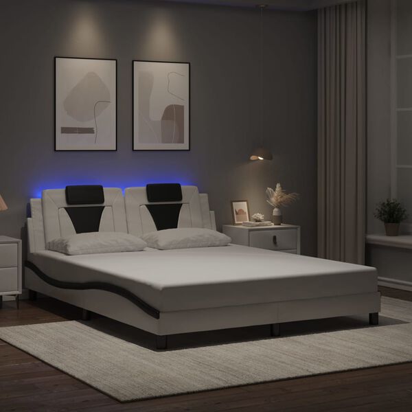 vidaXL Cadre de lit Viana avec LED sans matelas blanc et noir 160x200 cm