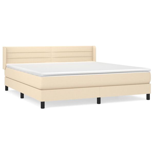 vidaXL Sommier &agrave; lattes de lit avec matelas Cr&egrave;me 180x200 cm Tissu