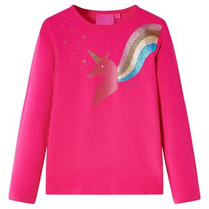 T-shirt enfants &agrave; manches longues rose vif 92
