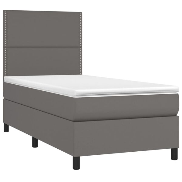 vidaXL Sommier à lattes de lit avec matelas Gris 90x190 cm Similicuir