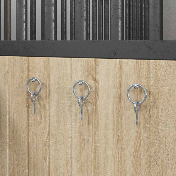 vidaXL Anneaux d'attache pour chevaux avec vis &agrave; &oelig;il 3 pcs argent&eacute; acier