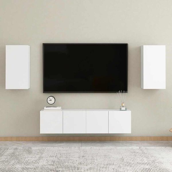 vidaXL Meubles TV 2 pcs Blanc 30,5x30x60 cm Bois d&rsquo;ing&eacute;nierie