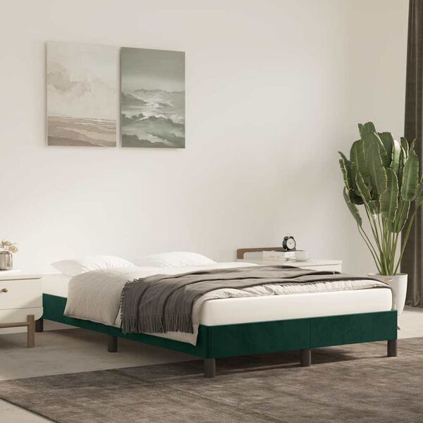 vidaXL Cadre de lit sans matelas vert fonc&eacute; 120x190 cm velours