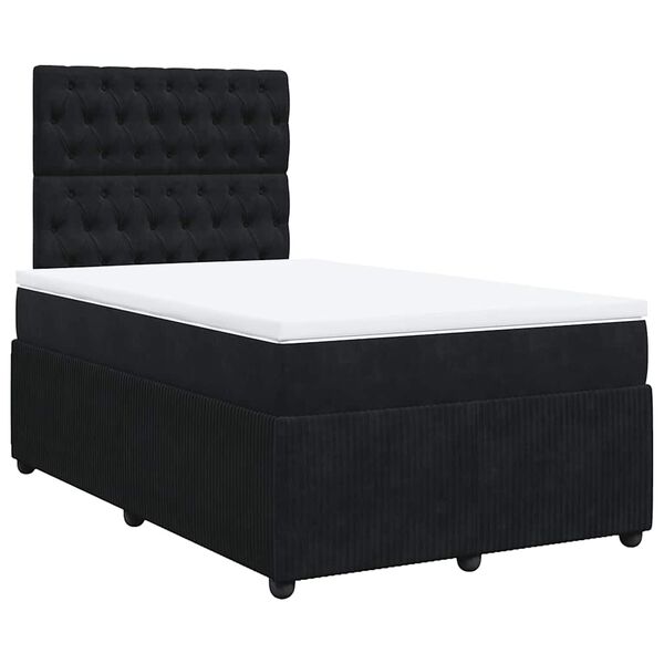 vidaXL Sommier &agrave; lattes de lit avec matelas Noir 120x200 cm Velours