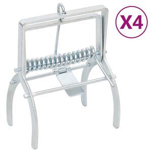 vidaXL Pi&egrave;ges &agrave; taupes 4 pcs Argent&eacute; Acier galvanis&eacute;