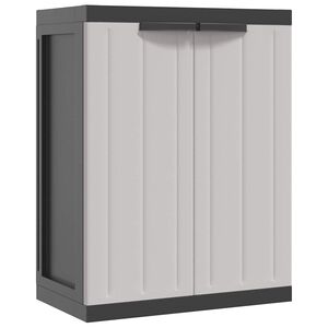 vidaXL Armoire de rangement d'ext&eacute;rieur gris et noir 65x37x85 cm PP