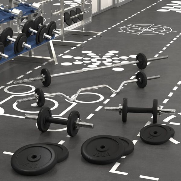 vidaXL Ensemble d'halt&egrave;res et de barres avec plaques 120 kg fonte