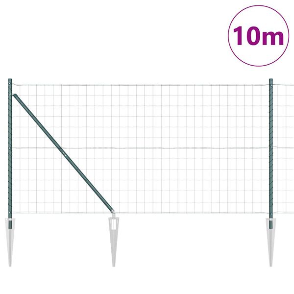 vidaXL Cl&ocirc;ture avec poteau Vert 1,4 x 10 m Acier et PVC