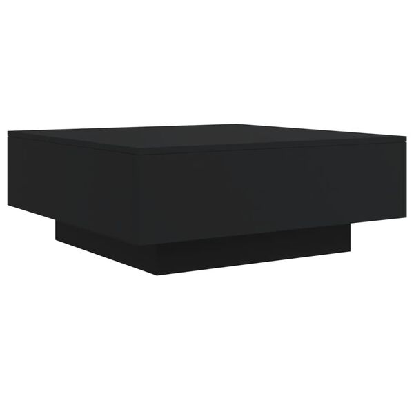 vidaXL Table basse avec lumières LED noir 80x80x31 cm