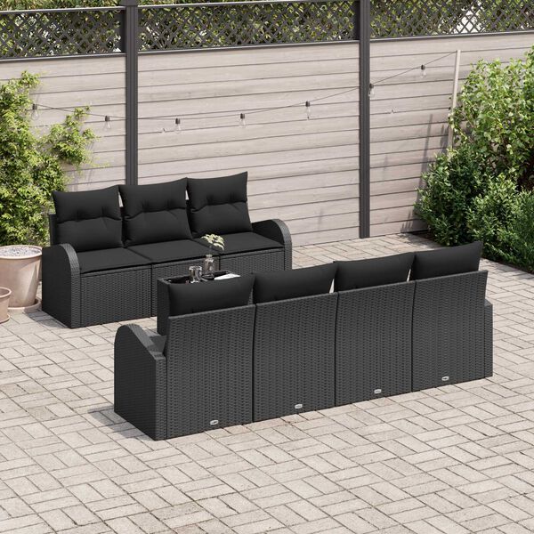 vidaXL Ensemble de canap&eacute; de jardin Noir 55 x 55 x 37 cm polyrotin