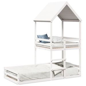 vidaXL Lit superpos&eacute; sans matelas blanc 90x200 cm bois de pin massif