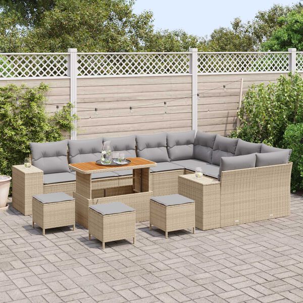 vidaXL Ensemble de canap&eacute; de jardin 13 pcs Beige et Gris clair