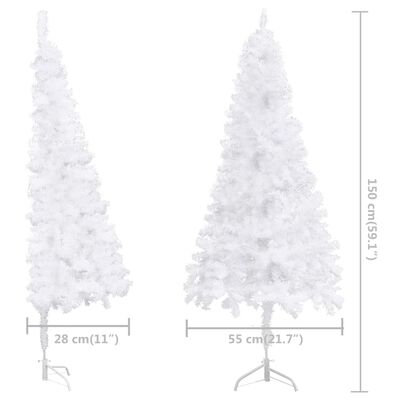 vidaXL Arbre de Noël artificiel d'angle pré-éclairé blanc 150 cm PVC