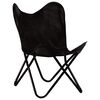 vidaXL Chaise papillon noir taille pour enfants cuir véritable