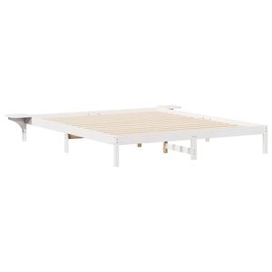 vidaXL Cadre de lit avec tables de chevet Blanc 200 x 220 cm