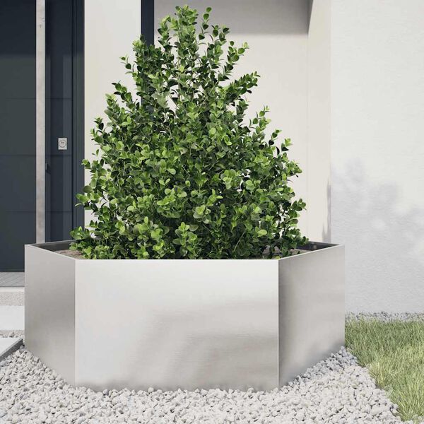 vidaXL Jardinière hexagone 138x120x45 cm acier inoxydable