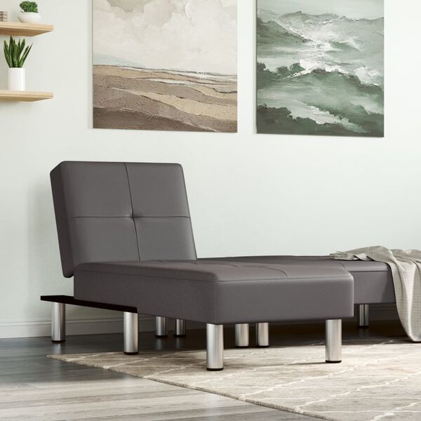 vidaXL Chaise longue gris similicuir