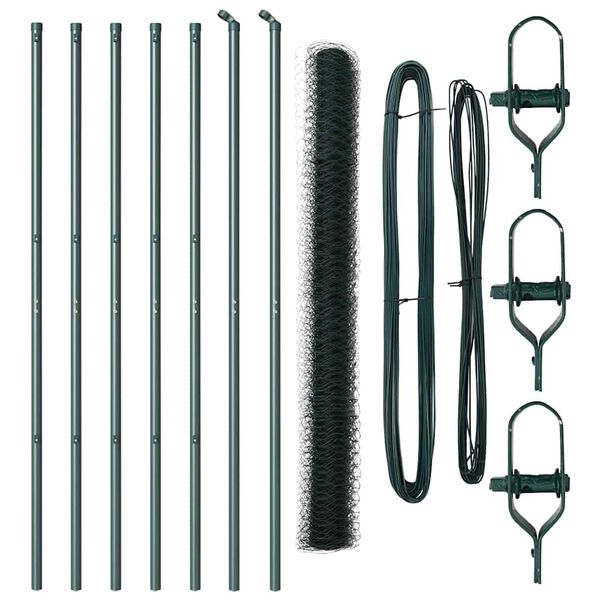 vidaXL Poteau de cl&ocirc;ture. Vert 10 x 1,6 m (maille de 36 mm)