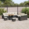 vidaXL Ensemble de canapé de jardin 13 pcs Noir Poly rotin