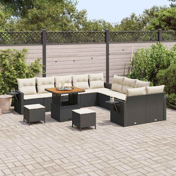 vidaXL Ensemble de canapé de jardin 13 pcs Noir Poly rotin