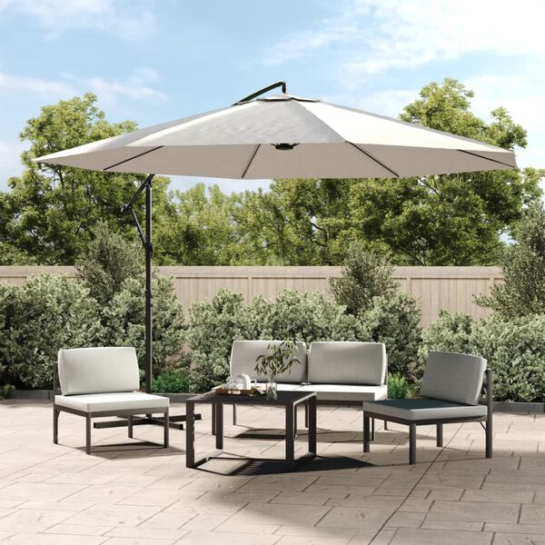 vidaXL Parasol de jardin en porte-&agrave;-faux 3,5 m blanc sable