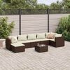 vidaXL Salon de jardin avec coussins 8 pcs marron résine tressée