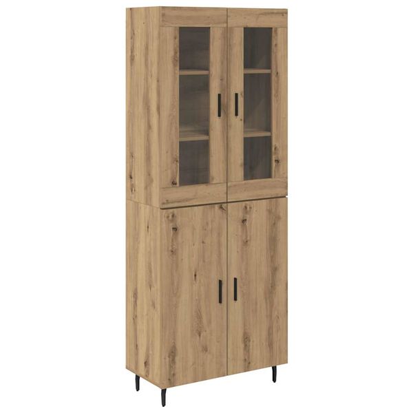 vidaXL Haut Armoire 2 pcs Ch&ecirc;ne artisanal Bois Agglom&eacute;r&eacute; et Verre