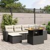 vidaXL Salon de jardin 7 pcs avec coussins noir r&eacute;sine tress&eacute;e