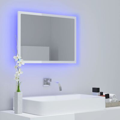 vidaXL Miroir à LED de bain Blanc brillant 60x8,5x37 cm Acrylique
