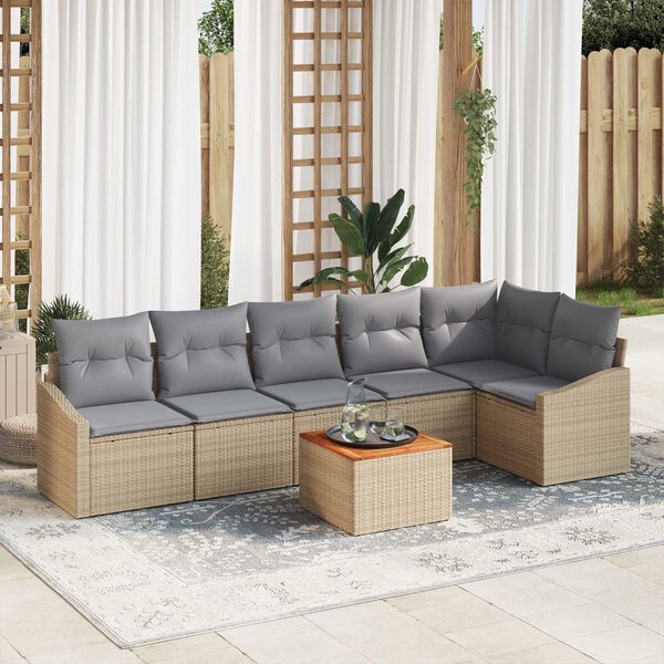 vidaXL Ensemble de canap&eacute; de jardin 7 pcs Beige et Gris clair